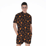 Halloween Pumpkin Faces Pattern Print Men's Rompers