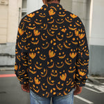 Halloween Pumpkin Faces Pattern Print Men's Shirt Jacket