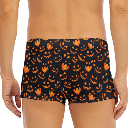 Halloween Pumpkin Faces Pattern Print Men's Short Boxer Briefs