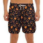 Halloween Pumpkin Faces Pattern Print Men's Split Running Shorts