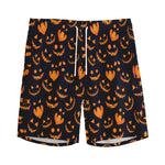 Halloween Pumpkin Faces Pattern Print Men's Sports Shorts