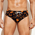 Halloween Pumpkin Faces Pattern Print Men's Swim Briefs