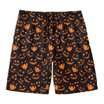 Halloween Pumpkin Faces Pattern Print Men's Swim Trunks