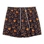 Halloween Pumpkin Faces Pattern Print Mesh Shorts
