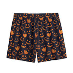 Halloween Pumpkin Faces Pattern Print Mesh Shorts