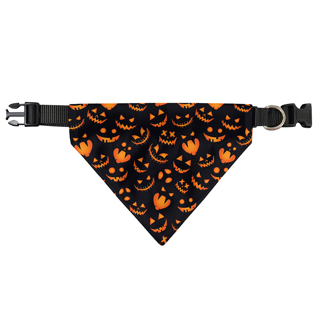 Halloween Pumpkin Faces Pattern Print Over The Collar Dog Bandana
