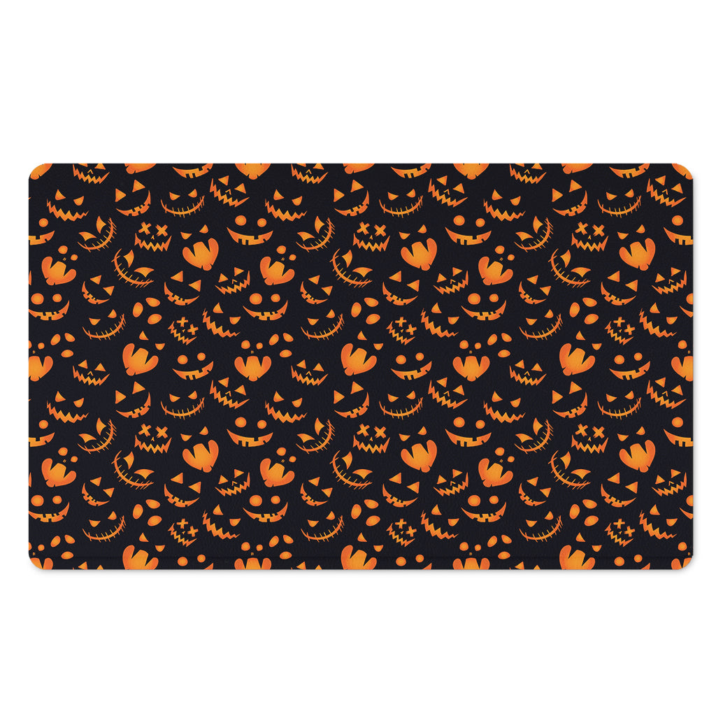Halloween Pumpkin Faces Pattern Print Polyester Doormat