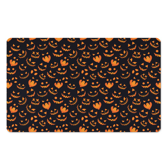 Halloween Pumpkin Faces Pattern Print Polyester Doormat