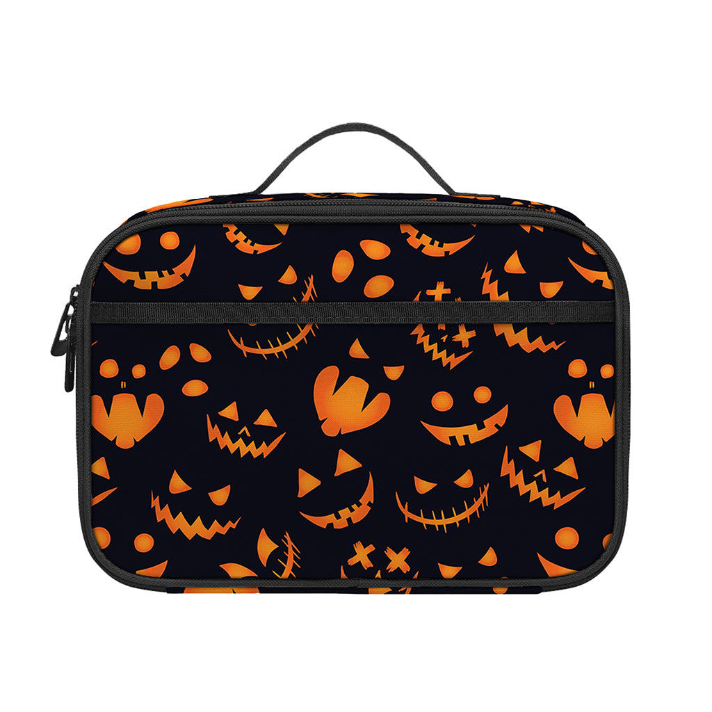 Halloween Pumpkin Faces Pattern Print Portable Lunch Bag