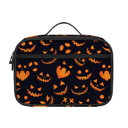 Halloween Pumpkin Faces Pattern Print Portable Lunch Bag