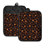 Halloween Pumpkin Faces Pattern Print Pot Holders With Pocket