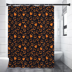 Halloween Pumpkin Faces Pattern Print Premium Shower Curtain