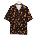 Halloween Pumpkin Faces Pattern Print Rayon Hawaiian Shirt