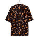 Halloween Pumpkin Faces Pattern Print Rayon Hawaiian Shirt