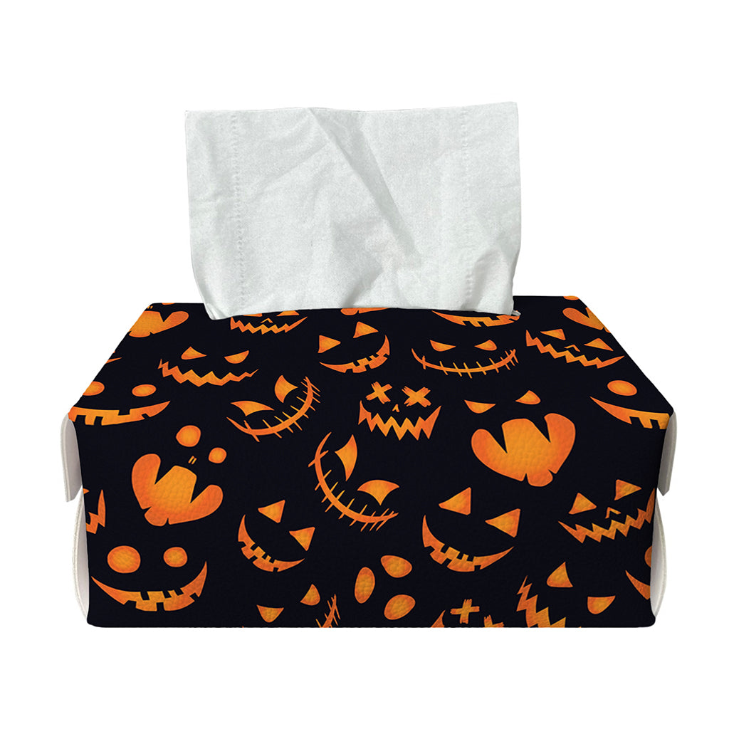 Halloween Pumpkin Faces Pattern Print Rectangle Tissue Box Cover