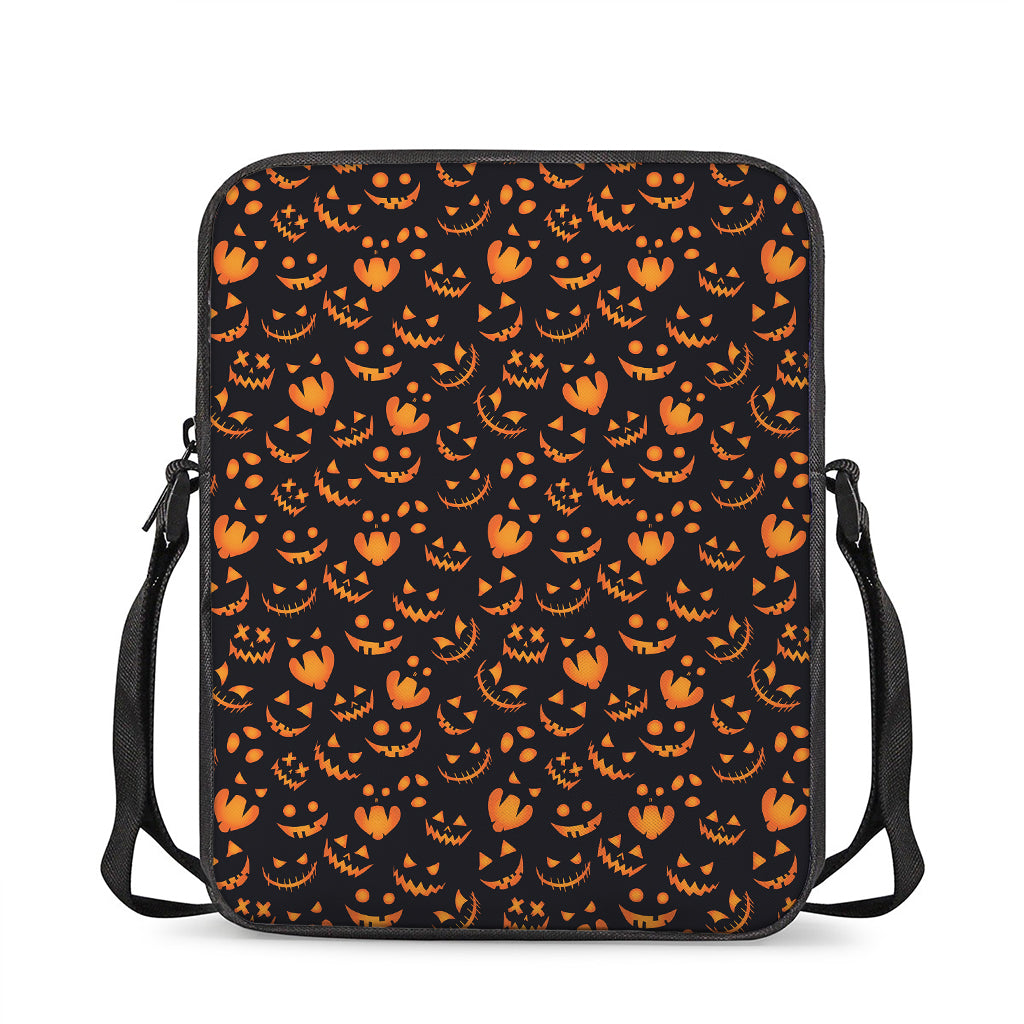 Halloween Pumpkin Faces Pattern Print Rectangular Crossbody Bag