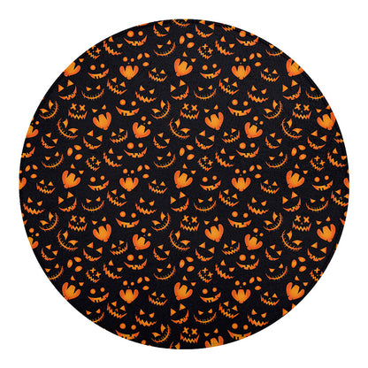Halloween Pumpkin Faces Pattern Print Round Blanket