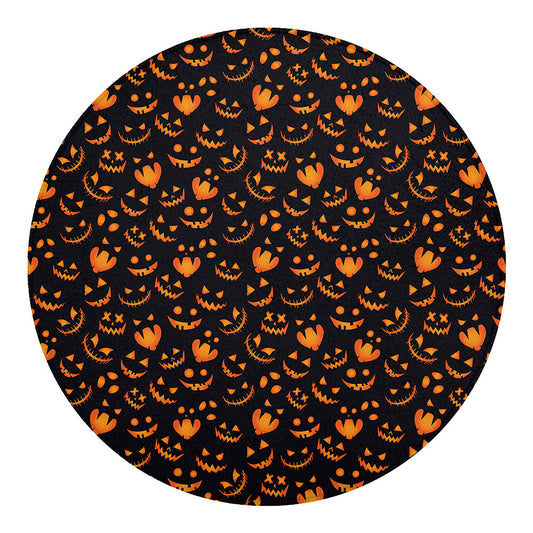 Halloween Pumpkin Faces Pattern Print Round Blanket