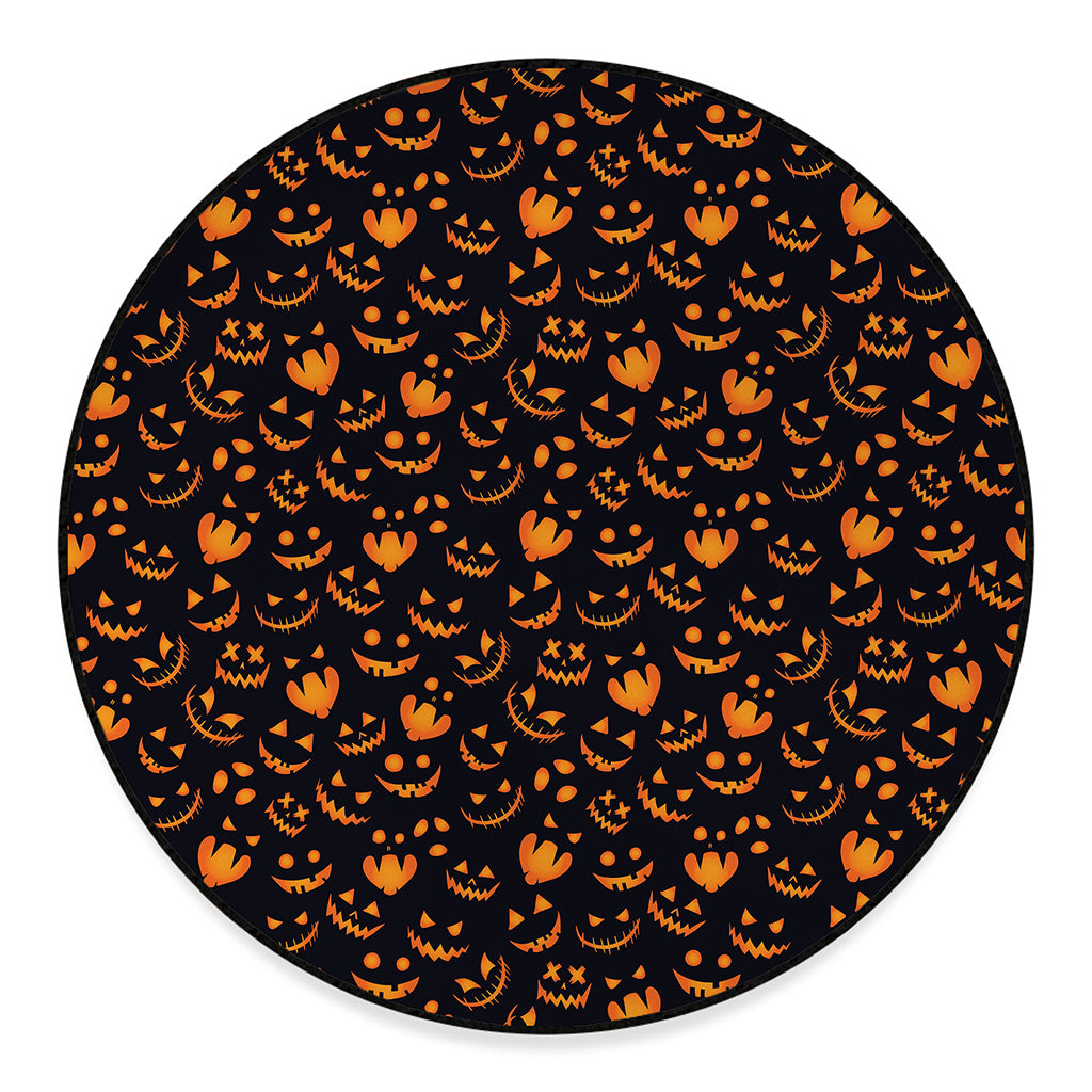 Halloween Pumpkin Faces Pattern Print Round Floor Mat