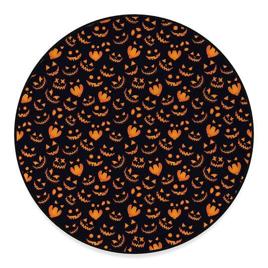 Halloween Pumpkin Faces Pattern Print Round Floor Mat