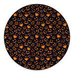 Halloween Pumpkin Faces Pattern Print Round Floor Mat