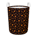 Halloween Pumpkin Faces Pattern Print Round Laundry Basket