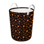 Halloween Pumpkin Faces Pattern Print Round Laundry Basket