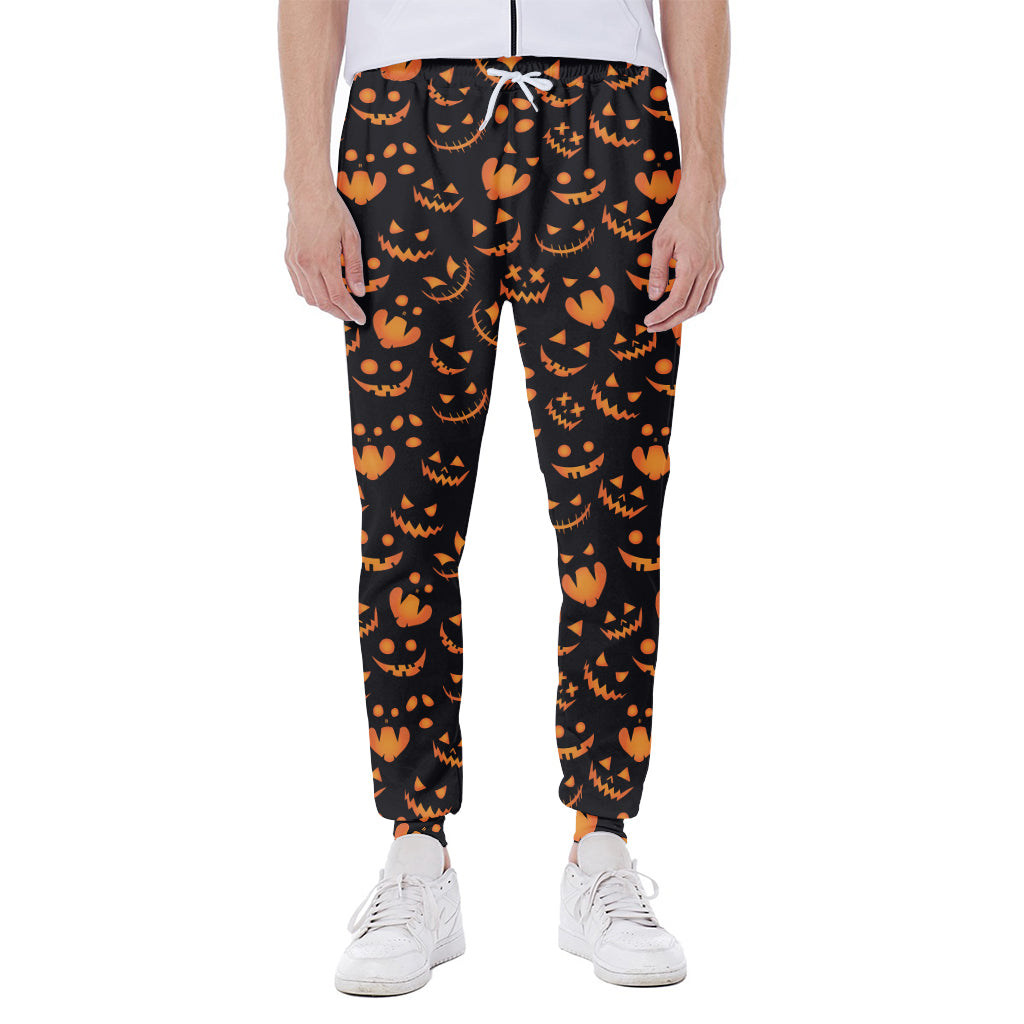 Halloween Pumpkin Faces Pattern Print Scuba Joggers