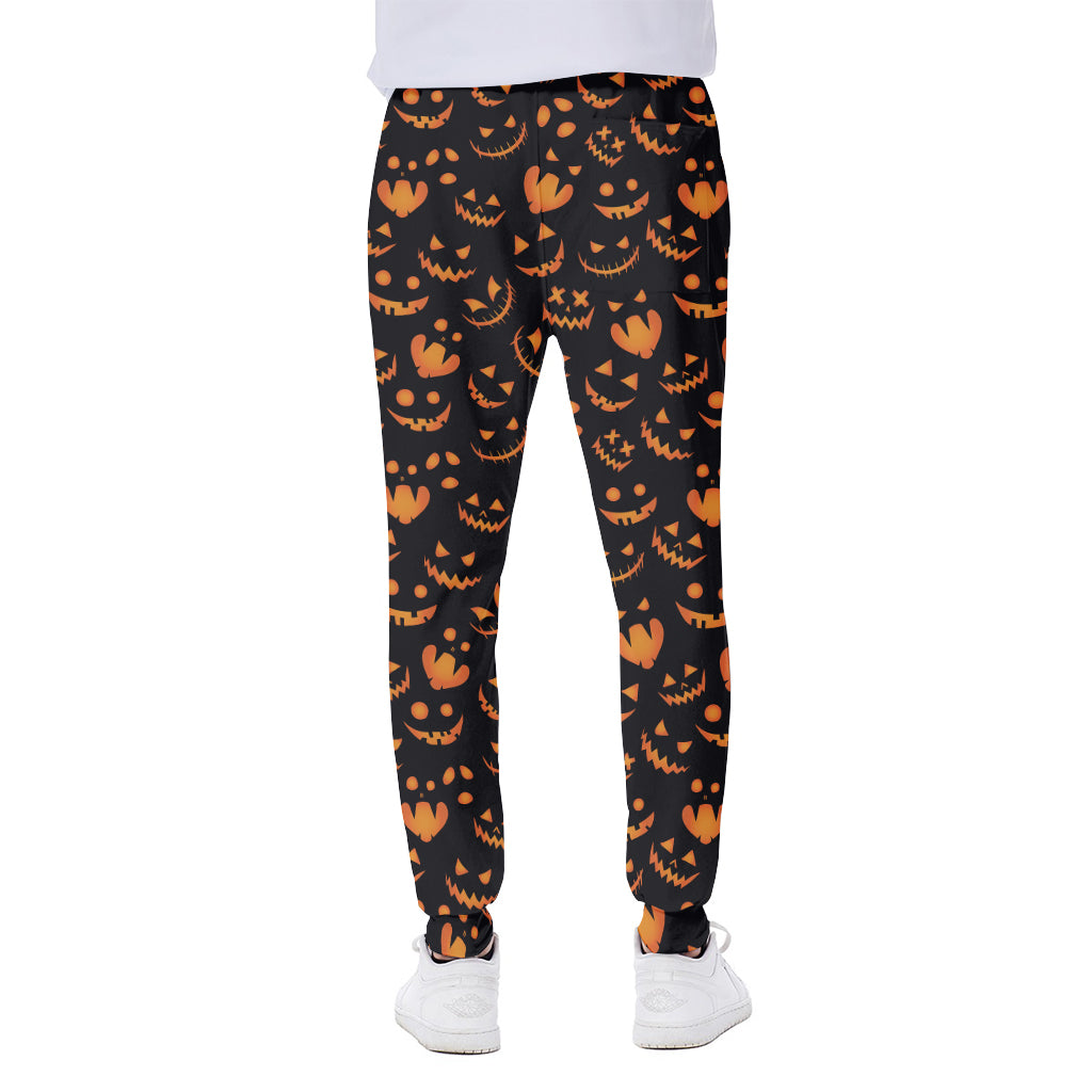Halloween Pumpkin Faces Pattern Print Scuba Joggers