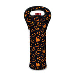 Halloween Pumpkin Faces Pattern Print Single Neoprene Wine Tote