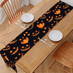 Halloween Pumpkin Faces Pattern Print Table Runner
