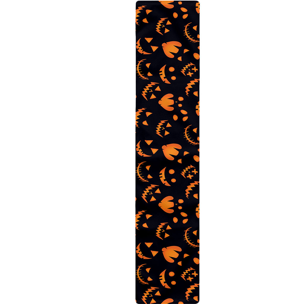 Halloween Pumpkin Faces Pattern Print Table Runner