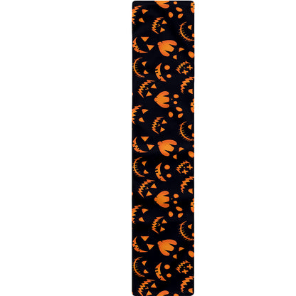 Halloween Pumpkin Faces Pattern Print Table Runner