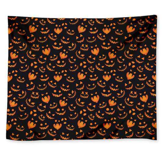 Halloween Pumpkin Faces Pattern Print Tapestry