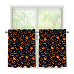 Halloween Pumpkin Faces Pattern Print Tier Curtains
