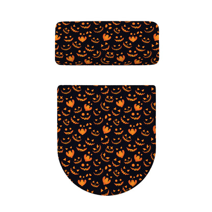 Halloween Pumpkin Faces Pattern Print Toilet Lid And Tank Cover Set