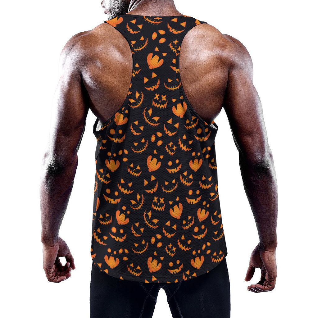 Halloween Pumpkin Faces Pattern Print Training Tank Top