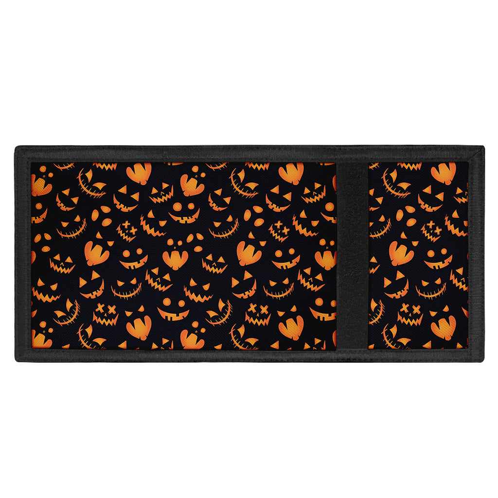 Halloween Pumpkin Faces Pattern Print Trifold Wallet