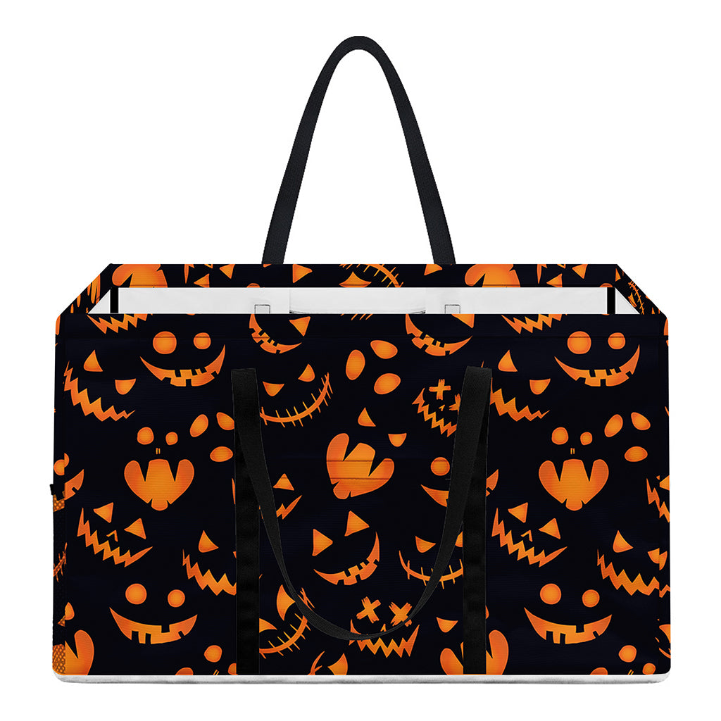 Halloween Pumpkin Faces Pattern Print Utility Tote Bag