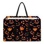 Halloween Pumpkin Faces Pattern Print Utility Tote Bag