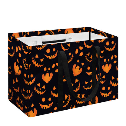 Halloween Pumpkin Faces Pattern Print Utility Tote Bag