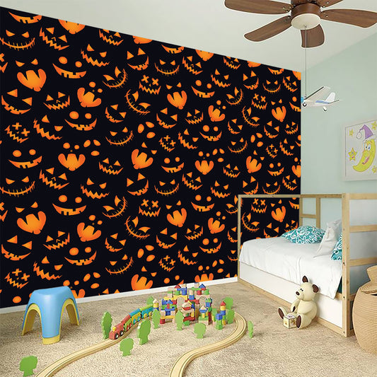 Halloween Pumpkin Faces Pattern Print Wall Sticker