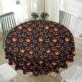 Halloween Pumpkin Faces Pattern Print Waterproof Round Tablecloth