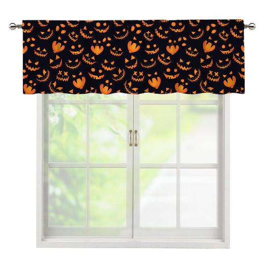 Halloween Pumpkin Faces Pattern Print Window Valance