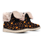 Halloween Pumpkin Faces Pattern Print Winter Boots