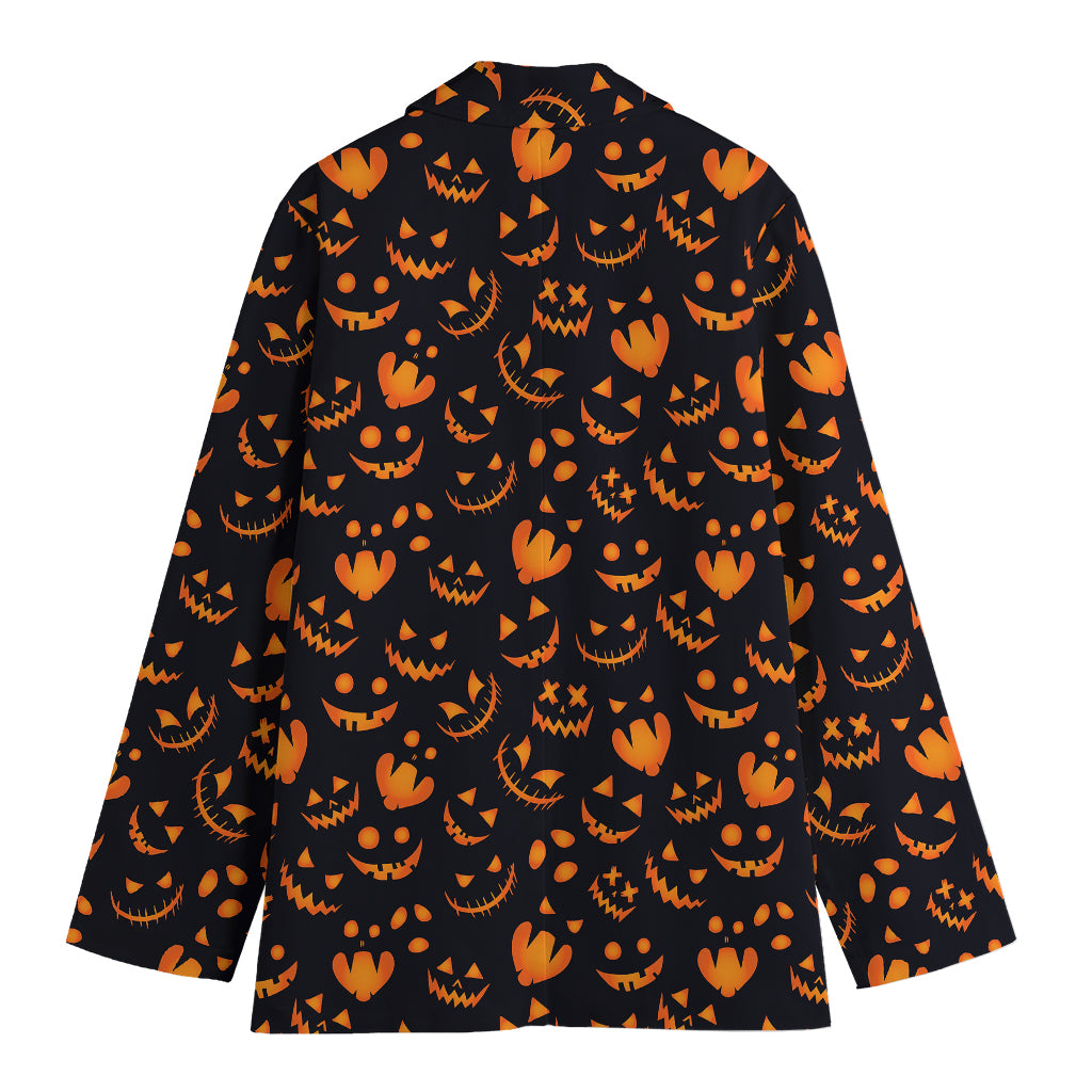 Halloween Pumpkin Faces Pattern Print Women's Blazer