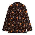 Halloween Pumpkin Faces Pattern Print Women's Blazer