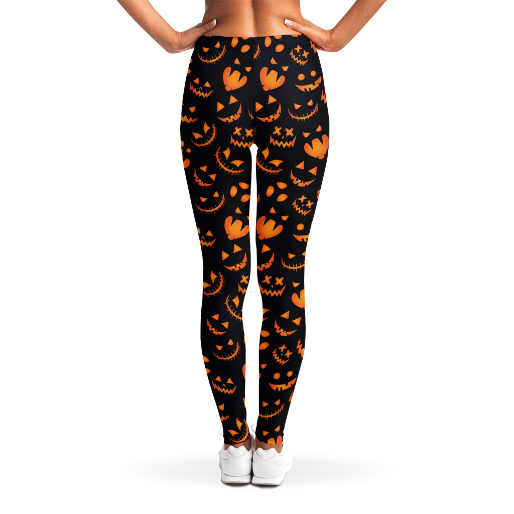 Halloween Pumpkin Faces Pattern Print Women's Leggings