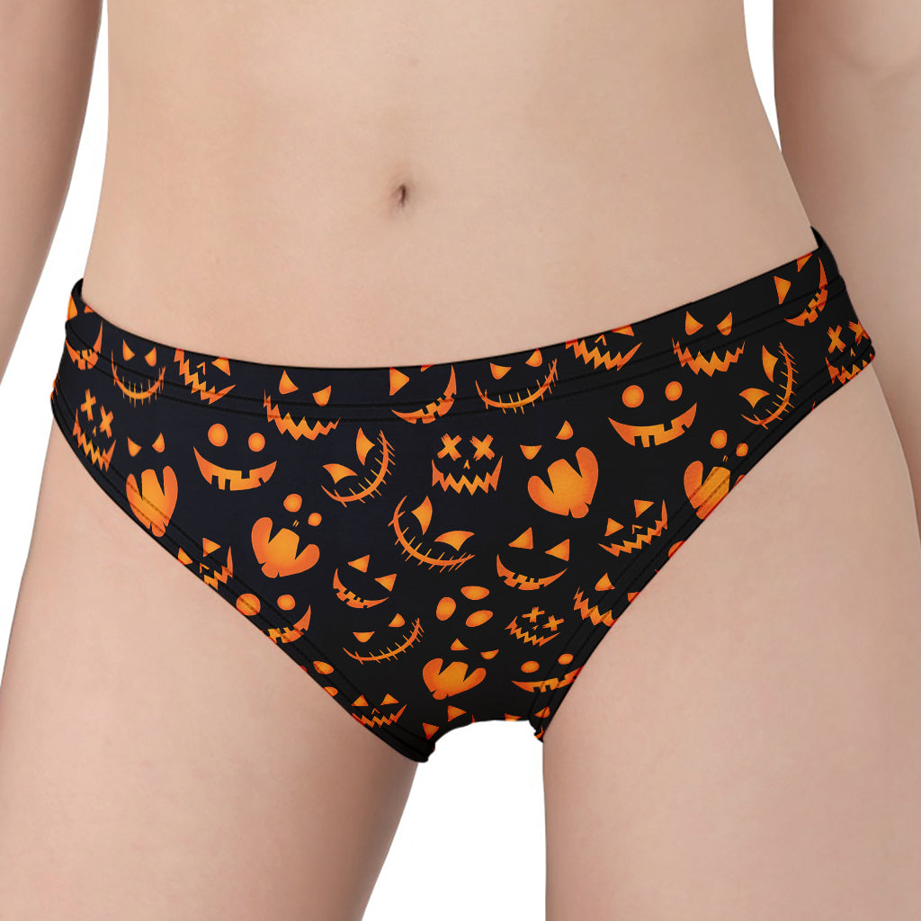 Halloween Pumpkin Faces Pattern Print Women's Panties