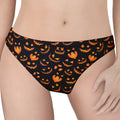 Halloween Pumpkin Faces Pattern Print Women's Thong